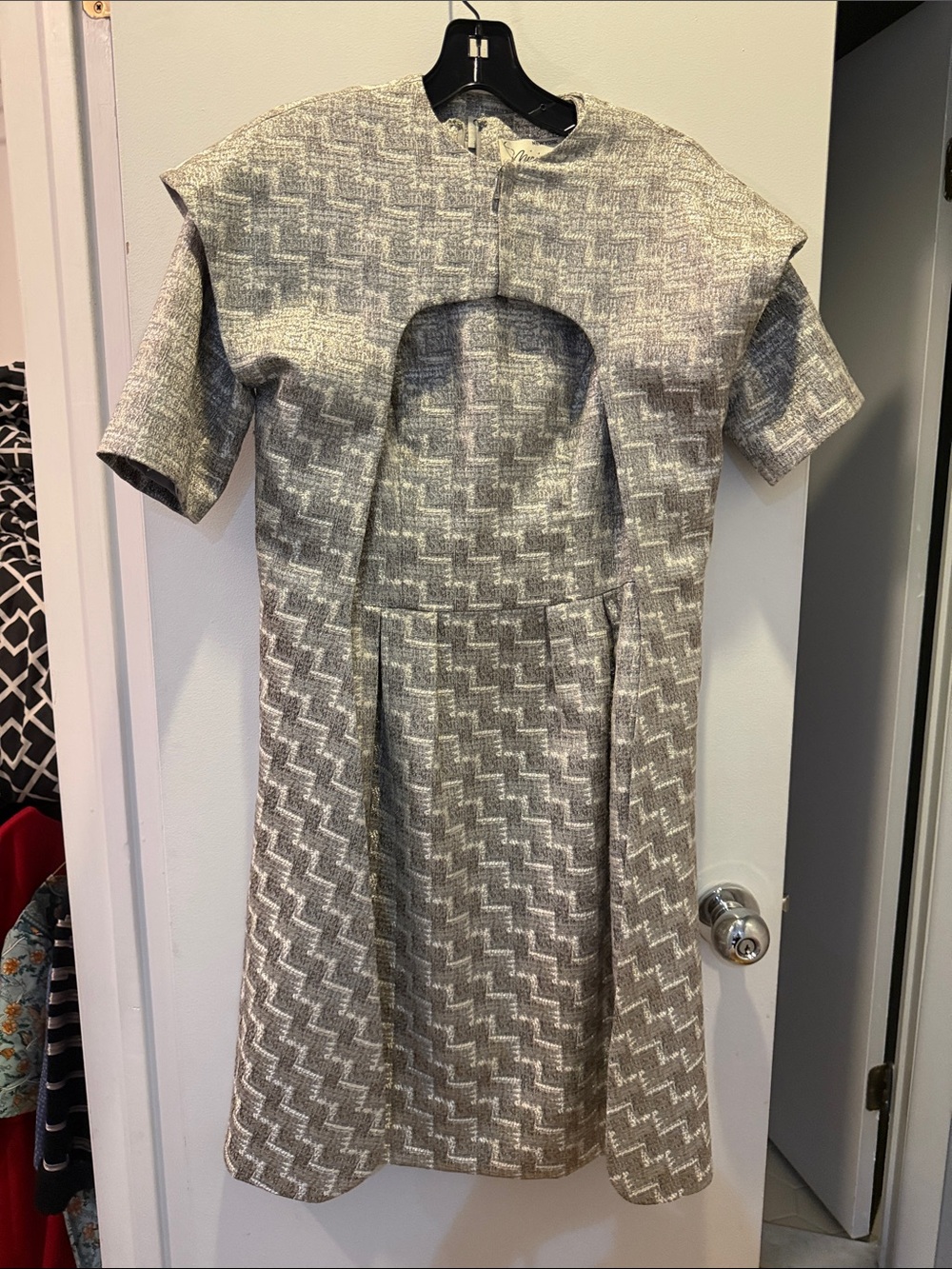Miri Couture metallic silver 2 pc Textured A-Line Dress